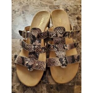 Vionic Radia Snake Orthotic Sandals Sz 8 Strappy Comfort Wedge Slip On Bold Fun